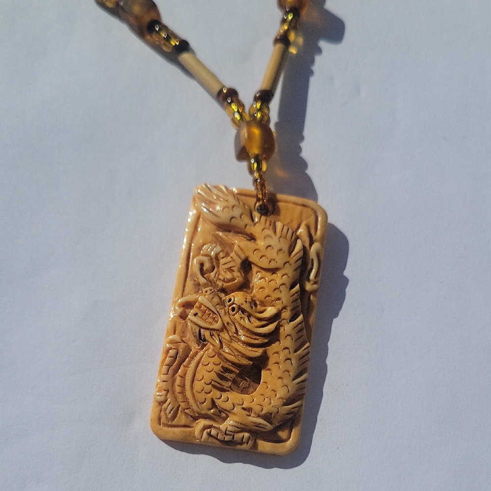 Dragon Carved Pendant Necklace